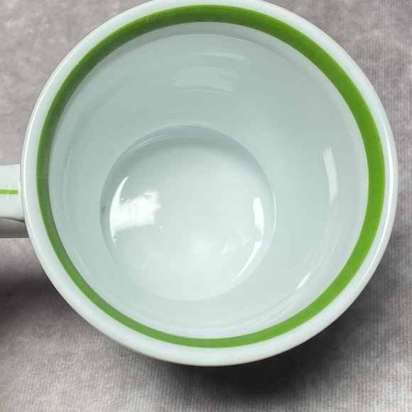 2007 Starbucks White Coffee Mug Green Band Blue Stripes Tea Cup 12oz Microwave a - Picture 8 of 11